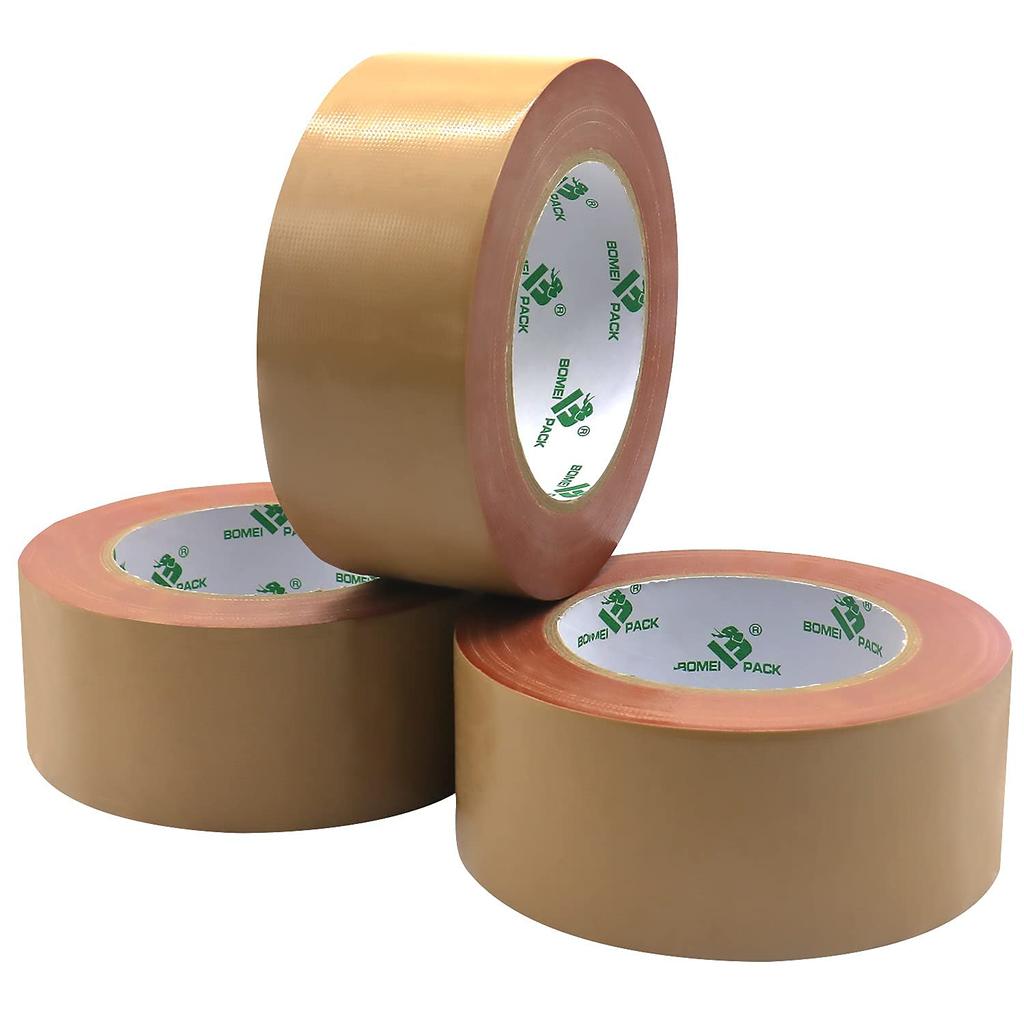 BOMEI PACK Packaging Tape, Cloth Tape, Brown, 50mm x 25m, Packaging Tape, 3 Rolls per Pack