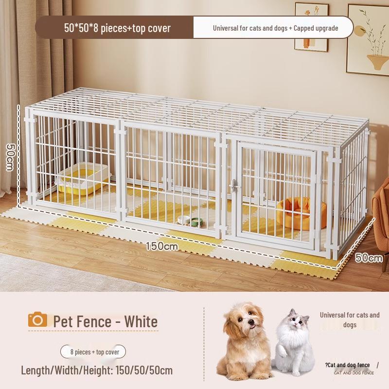 Cage pour chien de taille moyenne et grande avec clôture supérieure - Maison-villa pour chat et chien, Assemblage libre pour chats et chiens