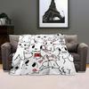 Cute Cat b-Boykisser Throw Kid-Friendly Flannel Throw Blanket Soft Warm Anti-Static Washable All Season