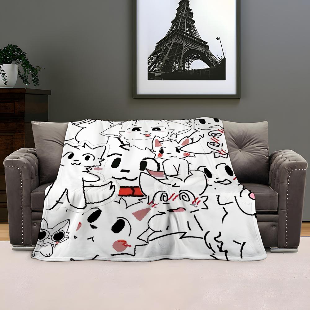 Cute Cat b-Boykisser Throw Kid-Friendly Flannel Throw Blanket Soft Warm Anti-Static Washable All Season