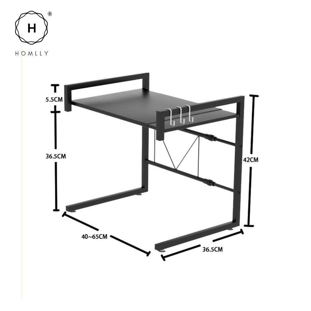 Homlly 2 Tier Expandable Adjustable Width Kitchen Microwave Oven Storage Rack Shelf