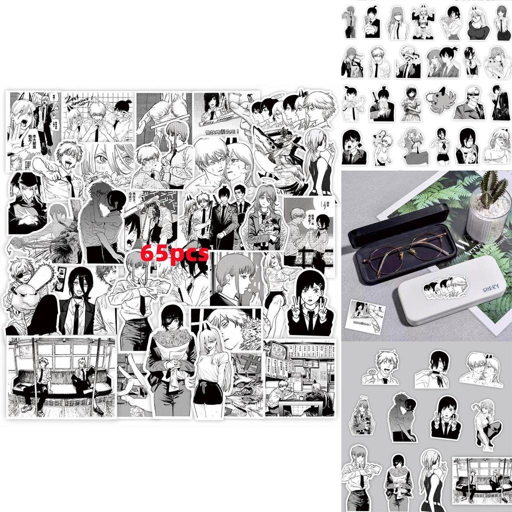 65-teiliges Sticker-Set mit Chainsaw Man und Denji, ideal zum Dekorieren von Laptops, Trinkbechern und mehr!