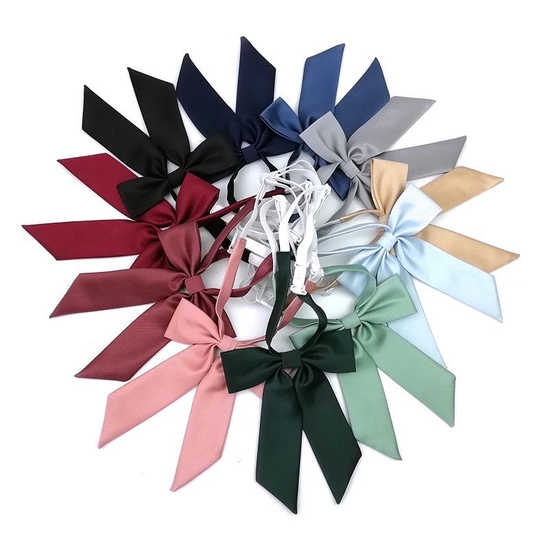 Women Girls Pre-tied Adjustable Bow Tie, Solid Ribbon Long Tail Bowknot for JK Uniform Lolita Shirt School Cosplay Party