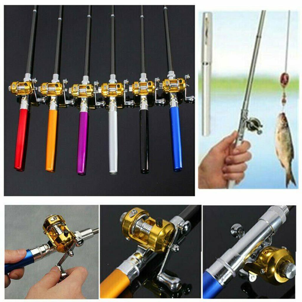 Pocket Telescopic Fishing Tackle Rod Aluminum Alloy Fiberglass Pole Reel