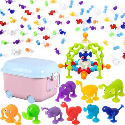 154 Pieces New Sensory Blocks Suction Cup Toys Building Blocks Assembly Bath Toys Boys Girls Birthday Gift DIY Squigs Toy Children's