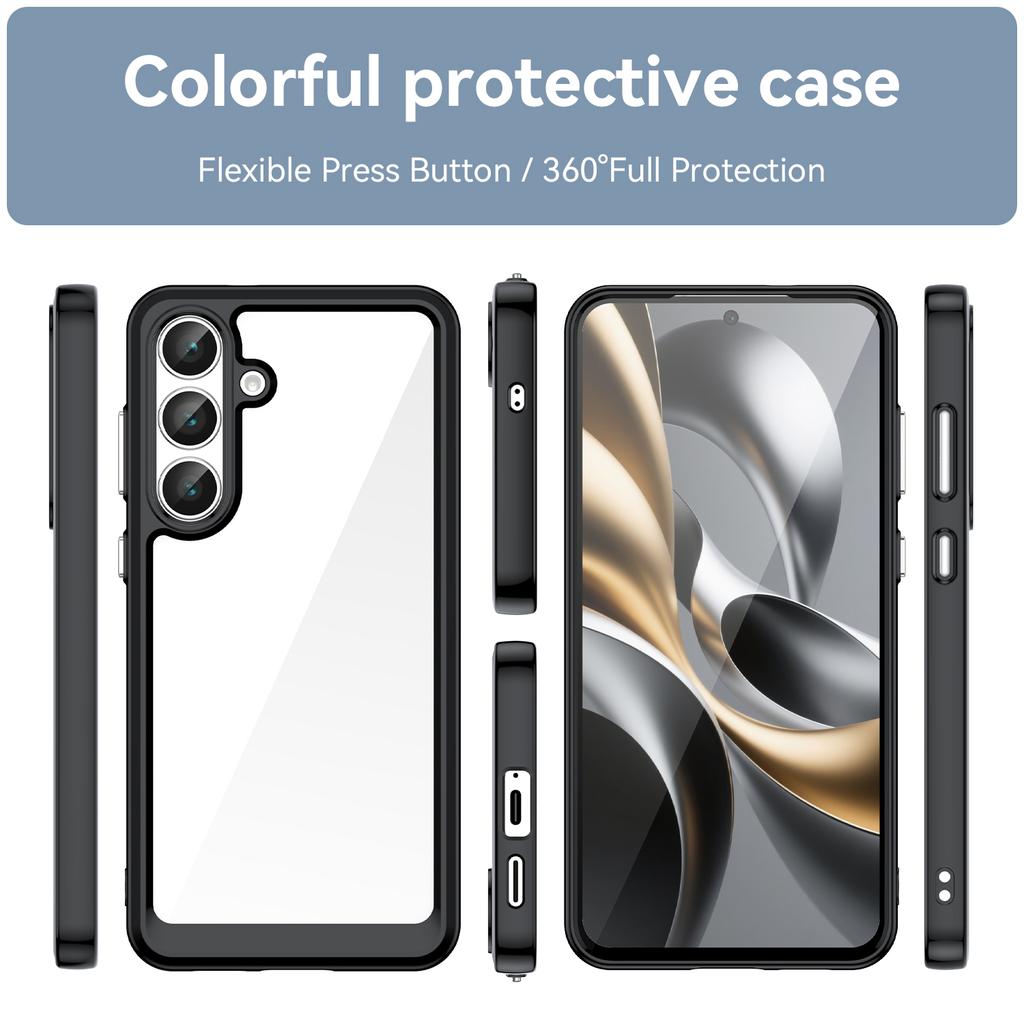 For Samsung Galaxy S25 FE Phone Case WANLONFENG XC Series TPU Acrylic Cover with Tempered Glass (Big Lens Hole)