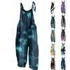 Dame Jumpsuit Print Uformell Løs Vintage skulderstropp bomull Lin
