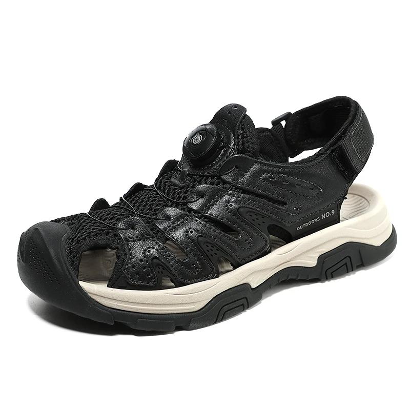 

Fashion Fashion New Flat Designer Outdoor Sandals High Quality Comfortable Platform Men Casual Leather Sandal Summer Comfy Walking Shoes 38 чёрный