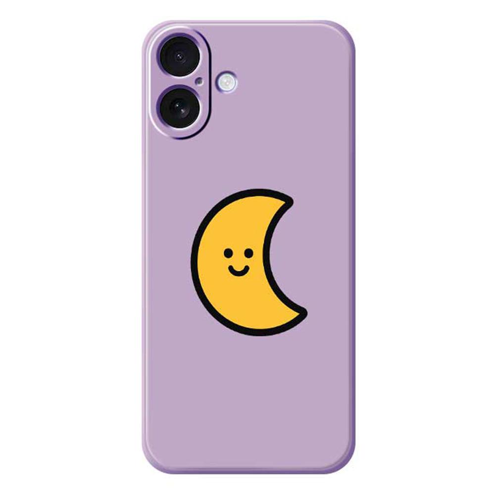 For iPhone 17 Case Yellow Moon Pattern Printing Straight Edge TPU Phone Back Cover