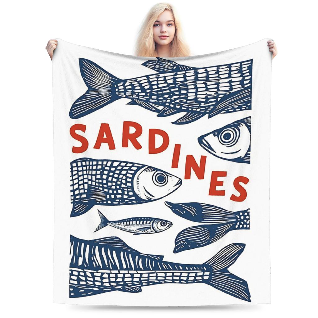Retro Sardines Plush Blanket Girls Boys Flannel Throw Blanket For Couch Chair Sofa Super Soft Custom Quality Bedspread Gift
