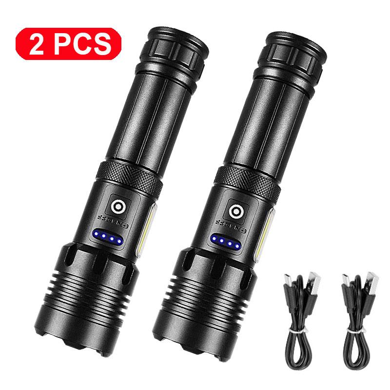 Portable Flashlight High Lumen 8000LM Torch Zoomable Lamp Powerful Lantern Rechargeable Torch Light Self-protection Flash Lights