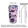 Car Tumbler 591ml Black Cat Ghost Skull Element Straw Cup Insulated Travel Cup Metal Drink Mug Stainless Steel Tumbler Coffee Tumbler