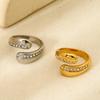 18k Gold Plated Stainless Steel Teardrop Diamond Crossover Ring, Waterproof & Colorfast