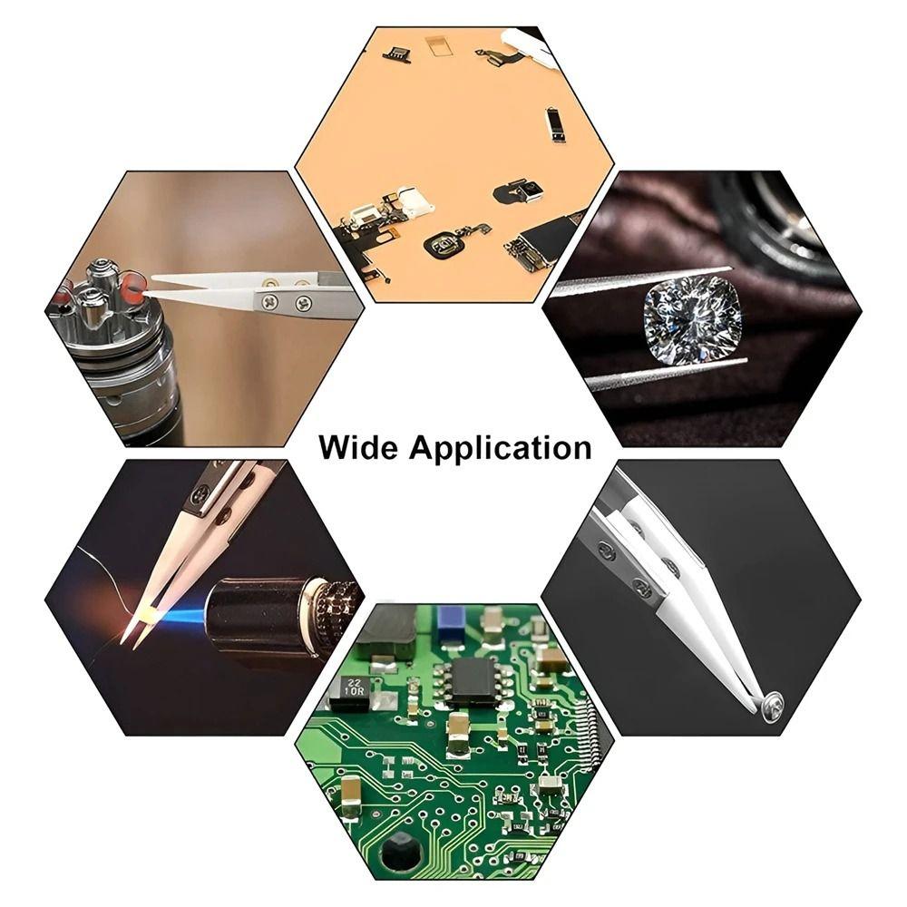 1Pcs Reverse Ceramic Tweezer Acid Resistant Insulation Tweezer Electronic Soldering Tweezers