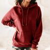 Women's Fashion Leisure Solid Color Pocket Long Sleeve Hooded Pullover Top