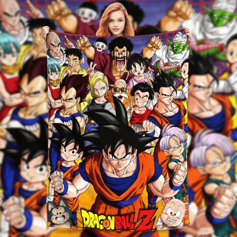Dragon Ball Z Knitted Blanket Flannel Anime Son Goku Soft Throw Blankets for Bed Bedroom Quilt