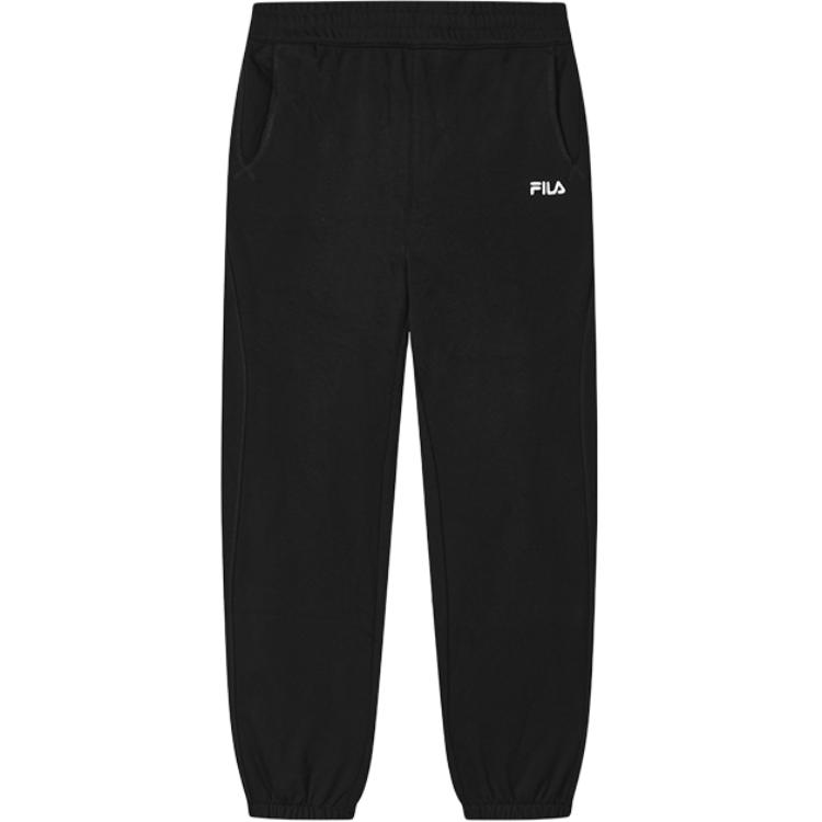 FILA Original Simple Logo Letter Fleece Loose Comfortable Cuffed Casual Pants Women bottoms Black F51W449601F-BK