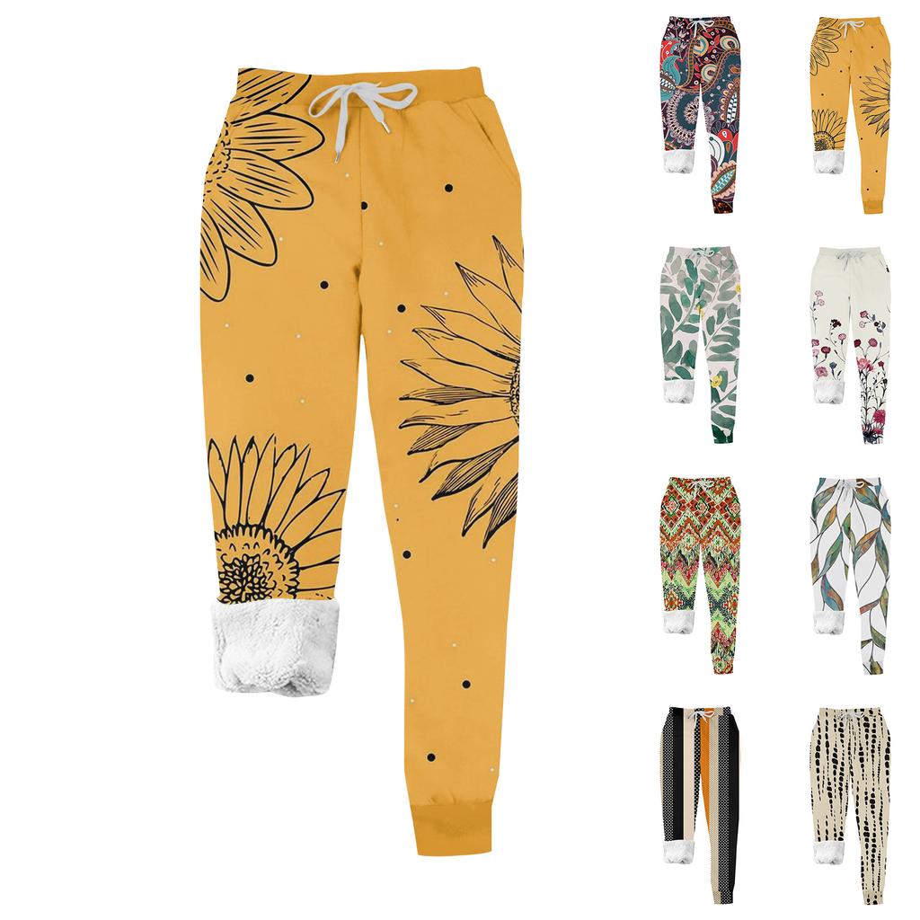 Women's Casual Fashion Home Christmas Print Plush Sweatpants