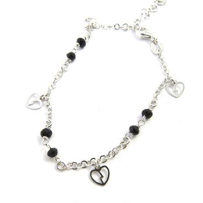 [M5880] - Silberarmband 'Love' schwarz-silbern