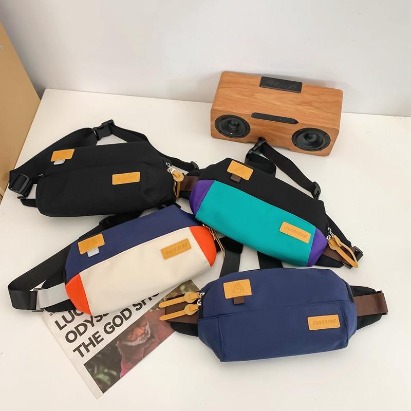Kontrastowa kolorowa torba podróżna dla par. Torba na talię. Mała kwadratowa torba na ramię