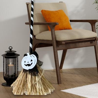 Yousheng Schwebender Halloween-Besen 31,5" hoch Elektrischer Hexen-Flugbesen Animierter Spukhafter Tanzender Besen mit LED für Indoor-Heimbodendekoration