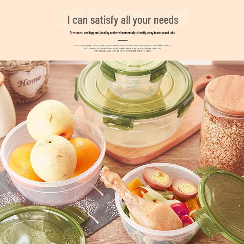 Round Plastic Bento Lunch Box Set - Microwave & Fridge Safe, Sealable Food Storage Containers