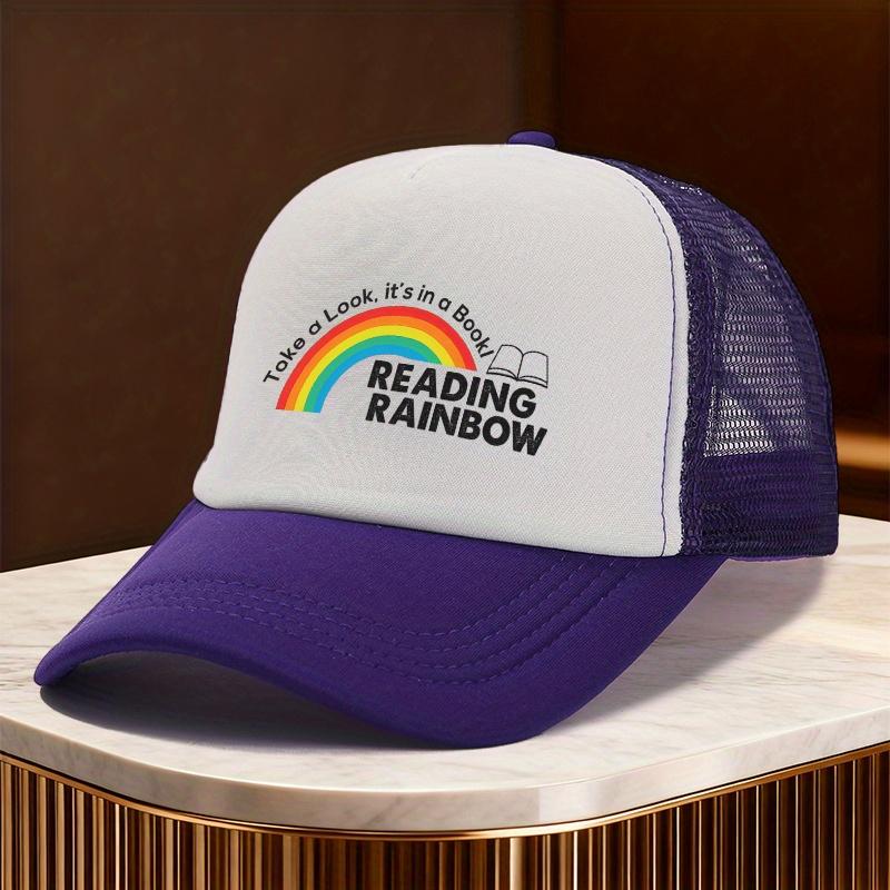 Reading Rainbow Trucker Hat Take a Look Its In a Book Graphic Mesh Baseball Cap Unisex Adult Casual