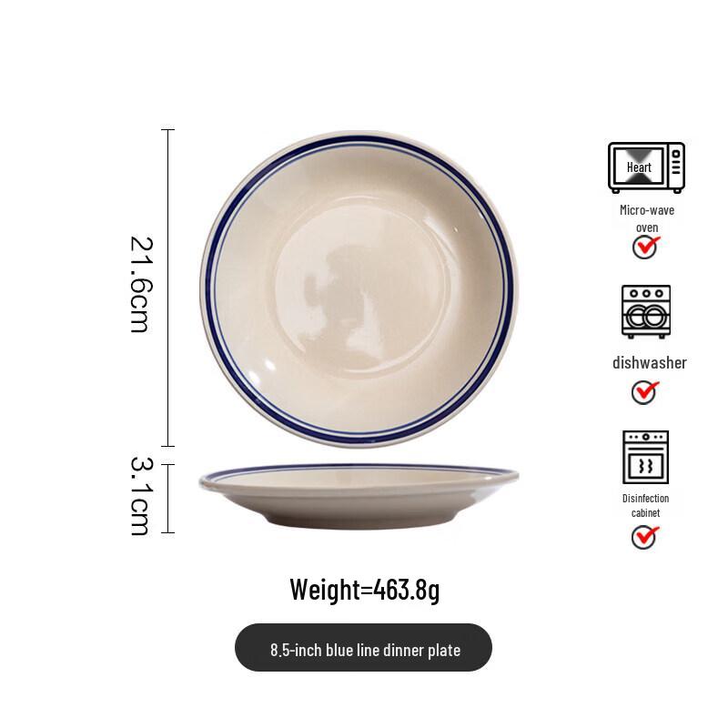 Retro Ceramic Blue Rim Bowl