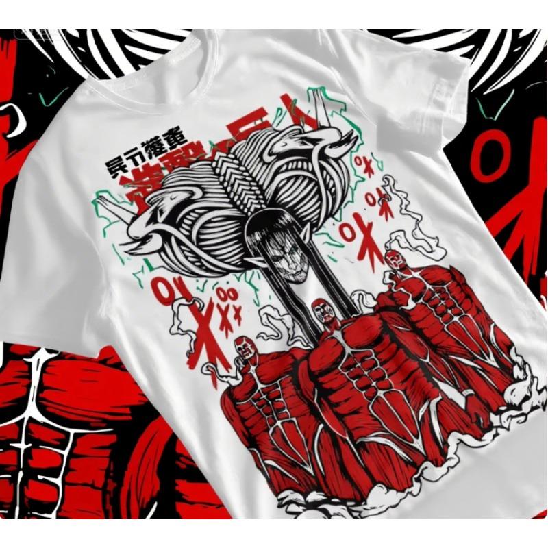 

Тренд Лето 2025 Косплей Нейтральный Черно-белый Атака Титанов Эрен Топот Shingeki No Kyojin Аниме Футболка Мягкая Футболка 4XL