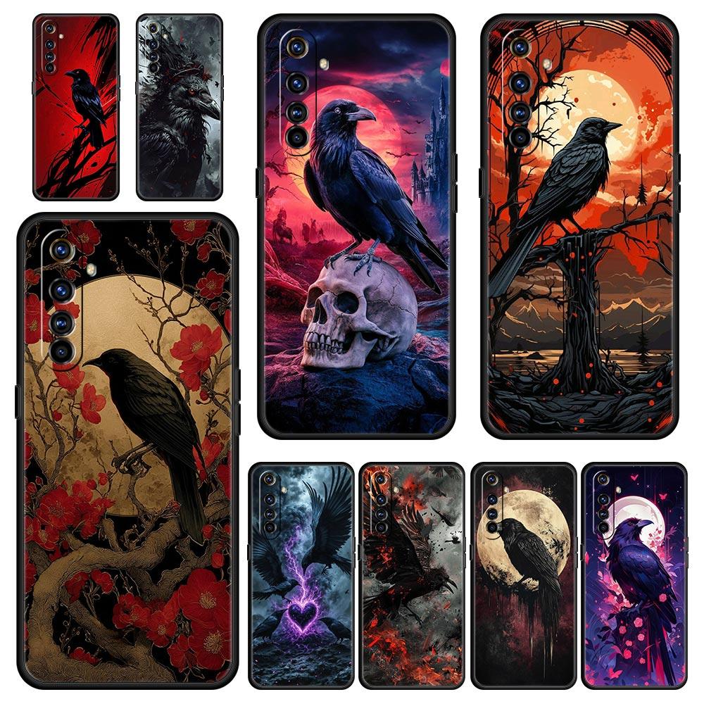 Black Raven Soft TPU For Realme 13 12 11 10 9 Pro Plus GT3 GT2 C21 C25 C35 C53 C55 C67 Pro 5G Phone Case Cover Fundas Capas Bags