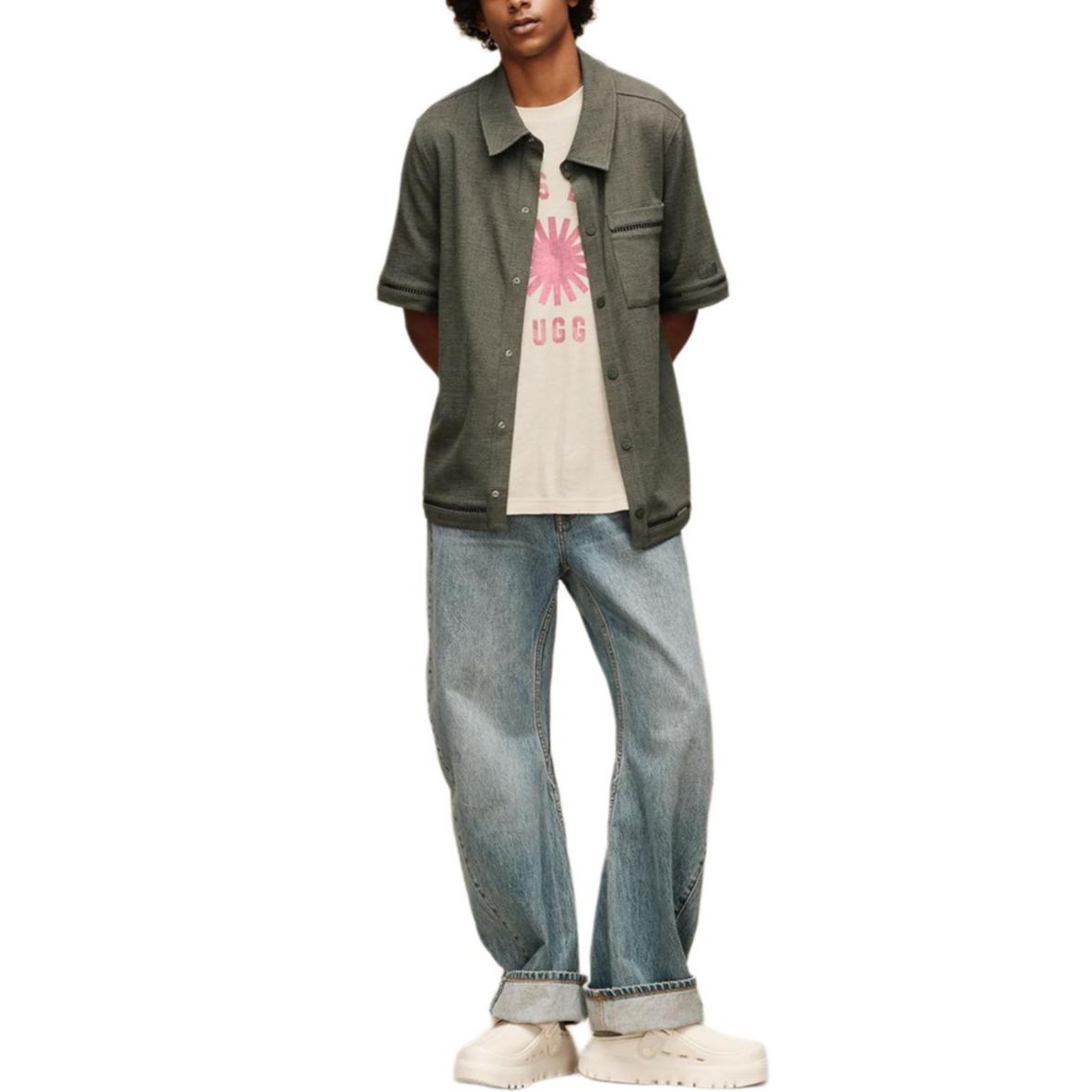 UGG Plain Minimalist Comfortable Short Sleeve Shirt Men shirts 1175198-GRNGR L 13270₽