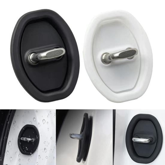 4Pcs Silicone Car Door Latch Protective Cover Universal Shock Absorption Door Lock Cover Anti-Rust Door Lock Shield for Vehicle Lock Cylinder