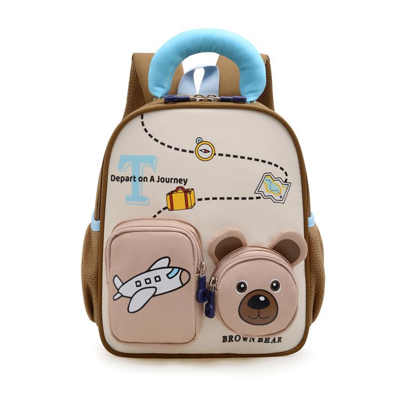 Blocking Cute Color Design Airplane Capybara Gift Printed Backpack Children