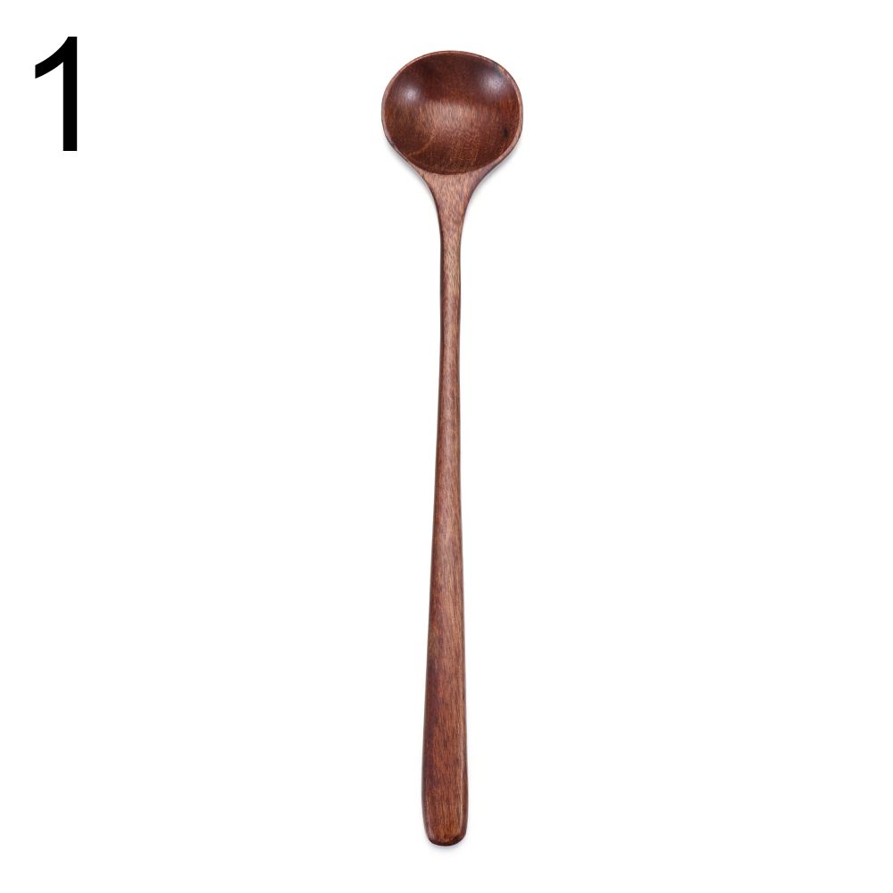 Japanese-Style Tableware Mixing Natural Solid Wood Tea Spoons Wooden Spoon Long Handle Soup Scoops