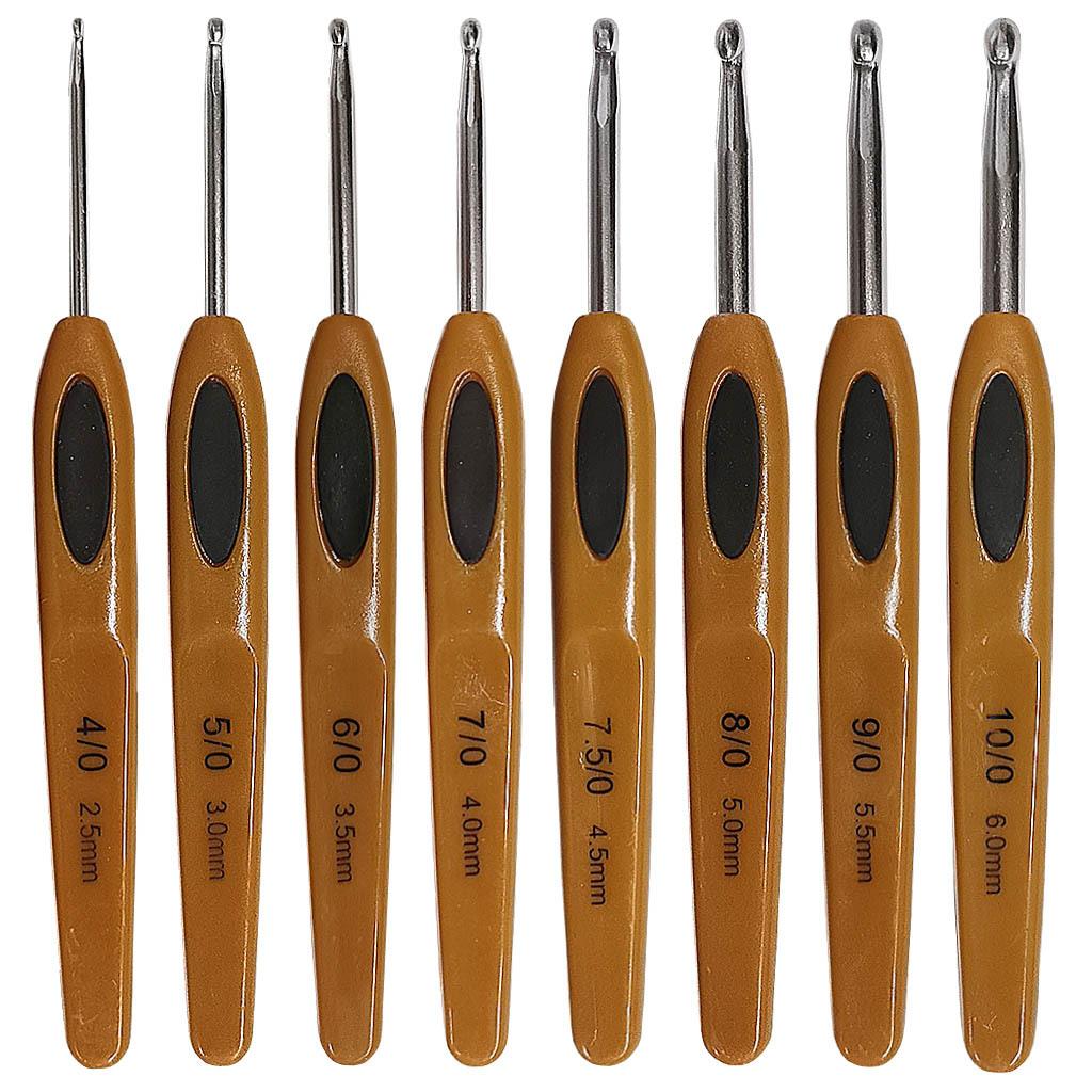Knitting Tools Plastic Handle Sweater Needle Brown Soft Leather Aluminum Crochet