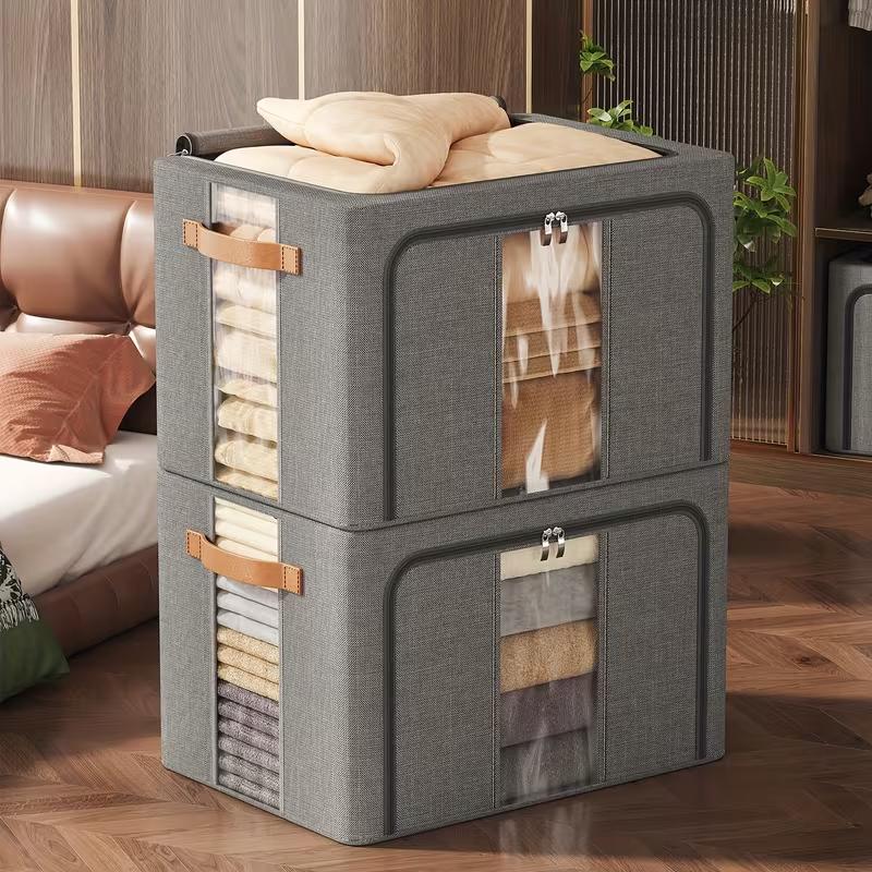 1PC Oxford Fabric Storage Box Foldable Clothes Quilt Organizer Heavy Duty Wardrobe Storage Bin for Home Organization