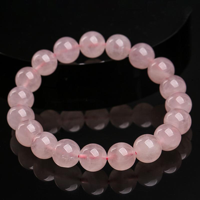Hongchu Kristall Natürlicher grapefruitfarbener Rosenquarz Armband Cremefarbener Rosa Kristallperlen Armband