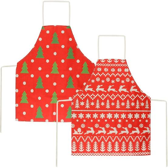 Kids Aprons for Cooking Christmas Apron Cute Red Apron for Kitchen Cooking Baking BBQ Painting Crafting