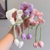 Women Tulip Flower Tassel Hair Ties Cute Temperament Lace Stretchy Hair Rope Ponytail Holders Sweet Hair Accessories