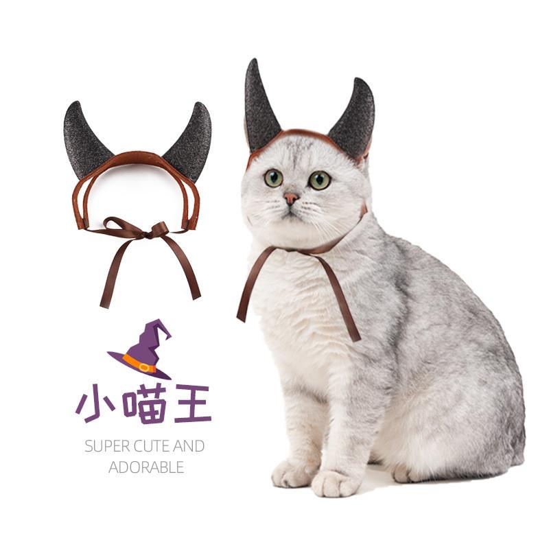 Entzückliches schwarzes und rotes Filz-Teufelshörner-Haarband für Haustiere, perfekt für Halloween-Partys