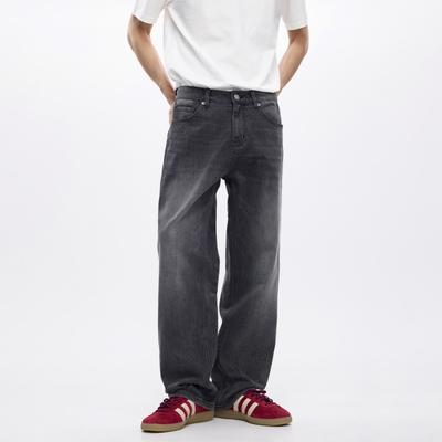 Spring and Summer New Men's Loose Straight American Retro High Street Stretch Denim Trousers