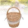 Wicker Picnic Basket with Double Lids Handle Removable Liner Hand Woven Picnic Basket for Outdoor Travel