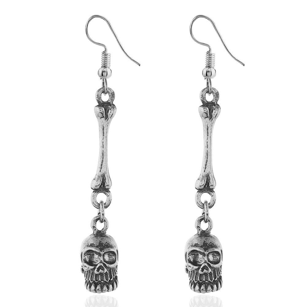 Skeleton Skull Metal Earrings With Electroplated Art For Halloween Cosplay And Vintage Jewelry
