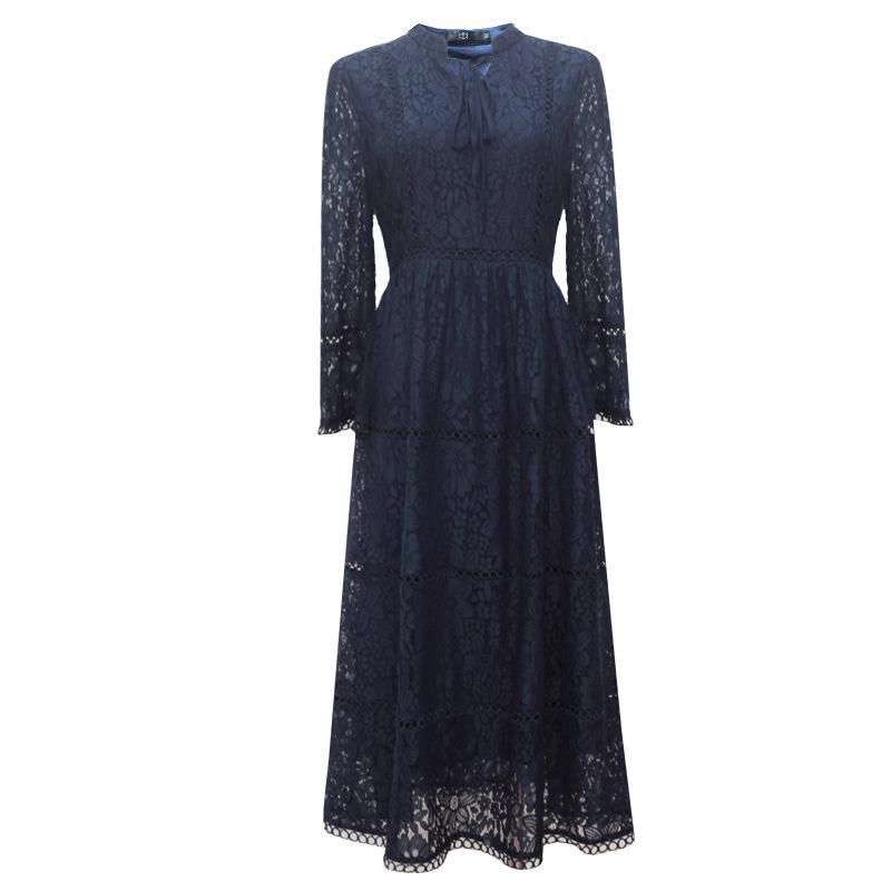 Brand Plus Size Women's Spring 2025 Lace Patchwork Dress for Middle-Aged European and American Styles.