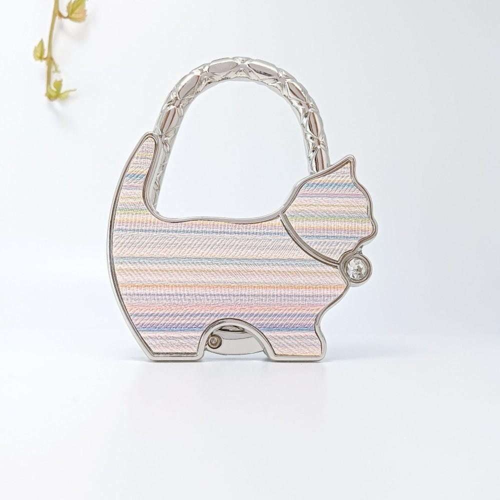 Cute Shape Cat Handbag Hook Lovely Design Foldable Folding Bag Hook Portable Alloy Material Table Edge Hook Home Decoration
