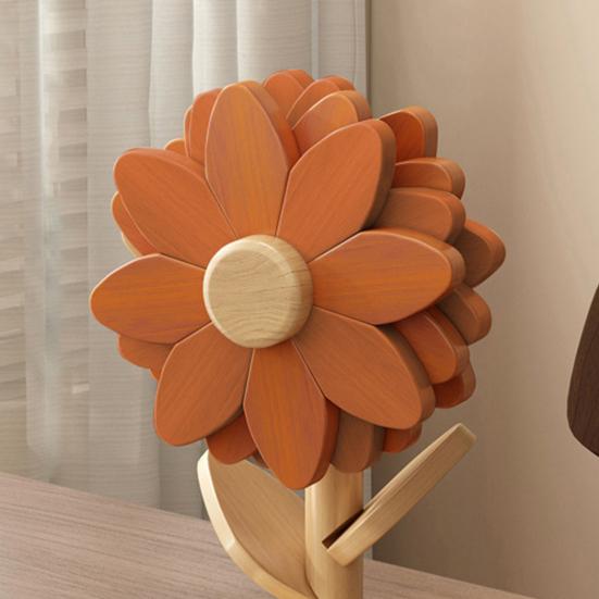 Wooden Sunflower Coaster Heat-Resistant Hot Dish Pot Bowl Teapot Pan Trivet Decorative Kitchen Coffee Dining Table Drink Cup Coaster