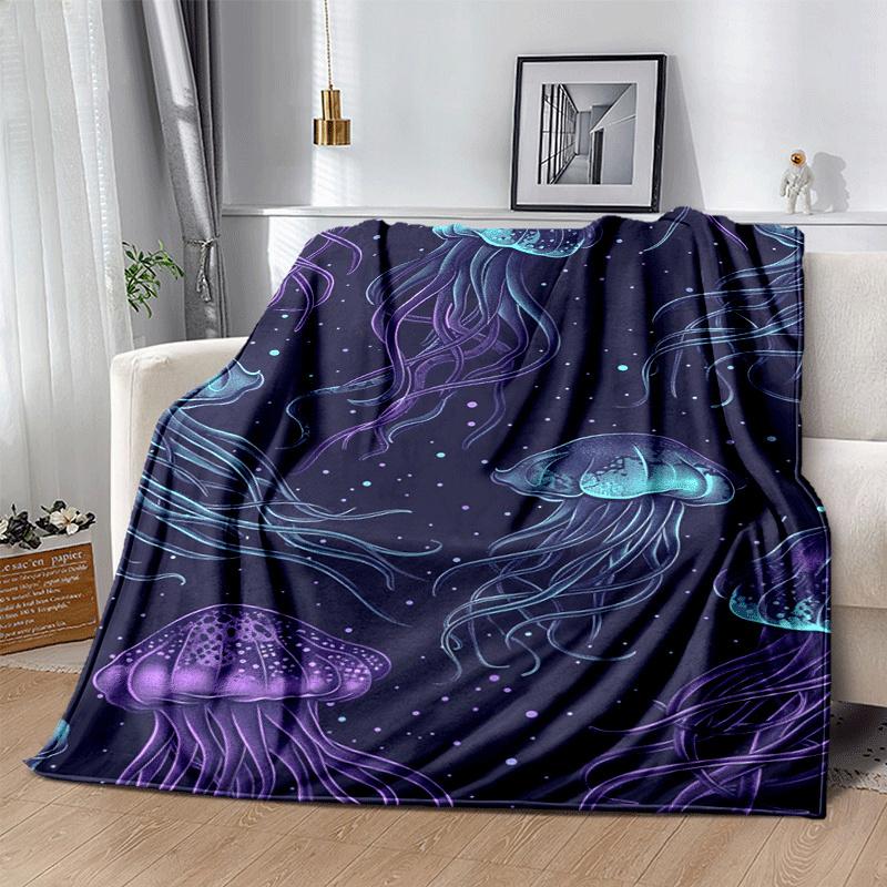 1 Stück Qualle Druck Leichte Flanelldecke, Bequeme und Warme Decke, für Camping Sofa Bett und Couch Büro, Geschenk