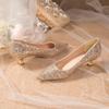 Crystal wedding shoes 22 years old new golden show main wedding dress two wear bridesmaid high heels bride shoes are not tired