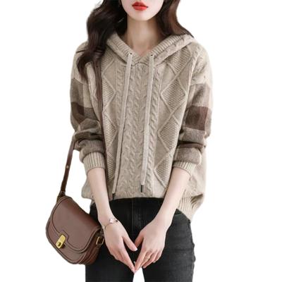 ORWZDCO Hooded Knit Long Loose Perfect for Everyday Winter Women's Sweater, Sleeve, Pullover, Elegant, Stylish, Fit, Slimming, Cute, Casual,