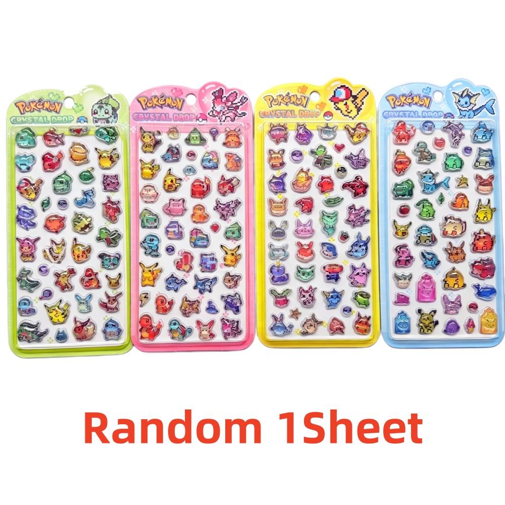 Pikachu Crystal Epoxy Stickers Bulbasaur Squirtle Sticker Toy for Craft Scrapbooking Phone Case Bottle Notebook Gifts